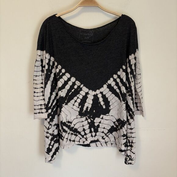 Free People We The Free Coastal Tee Black Small Tie-Dye Boho Oversized - Picture 1 of 6